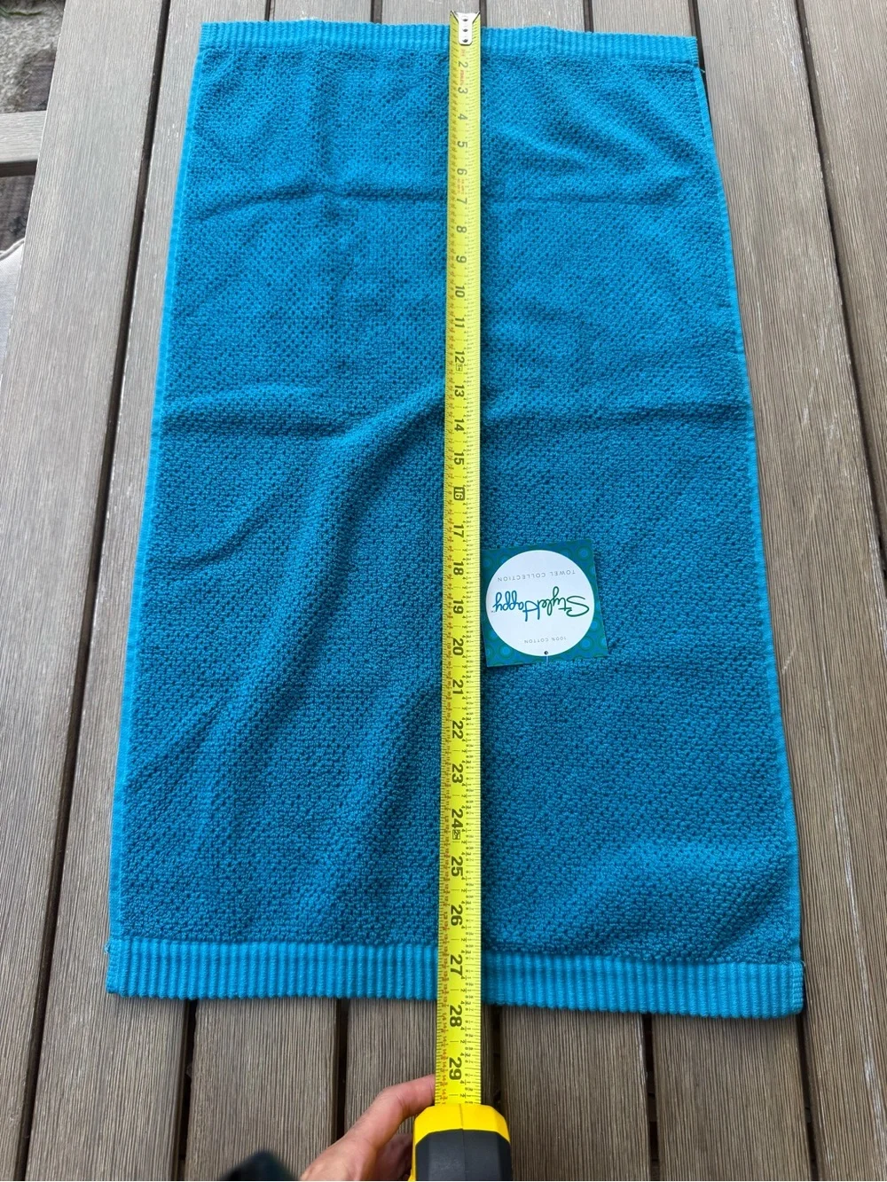 Style Happy Set of 3 Turquoise Blue 100% Cotton Hand Towels 16 x 27